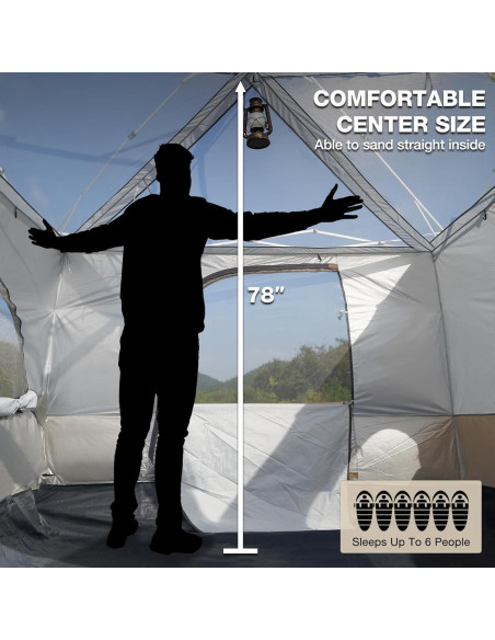 Carpa de Camping REDCAMP 6 Personas 2.9x2.9m Impermeable