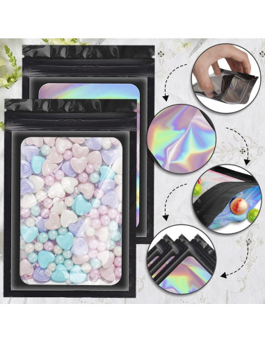 100 Bolsas Mylar Reutilizables ANZNKU 6.1x9.9cm a Prueba de Olores