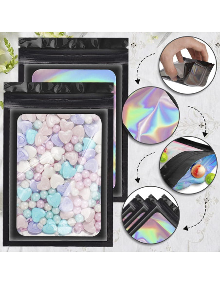 100 Bolsas Mylar Reutilizables ANZNKU 6.1x9.9cm a Prueba de Olores