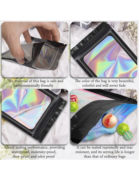 100 Bolsas Mylar Reutilizables ANZNKU 6.1x9.9cm a Prueba de Olores