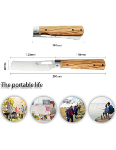 Cuchillo de Chef Plegable SENBON de Acero Inoxidable 440A 2