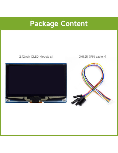 Módulo Pantalla OLED 2.42" Waveshare 128x64 SPI/I2C Blanca