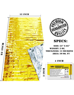 Mantas Térmicas de Emergencia EVERLIT - 4 Paquete Mylar 132x208 cm 2