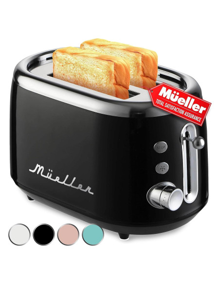 Tostadora Retro 2 Rebanadas Muellerhome Acero Inoxidable Negro Tostadora Retro 2 Rebanadas Muellerhome Acero Inoxidable Negro