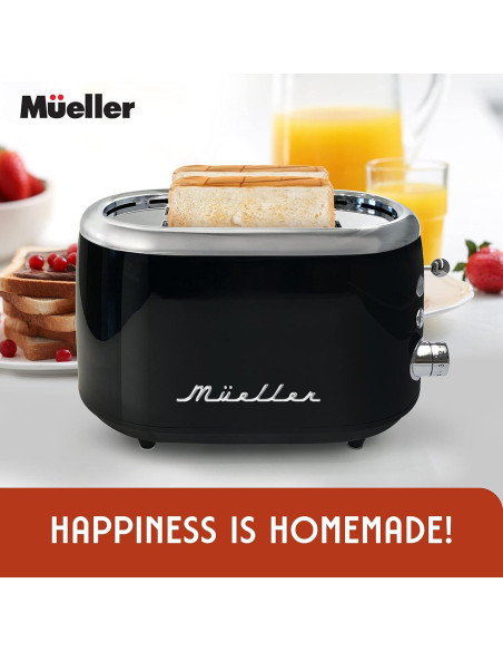 Tostadora Retro 2 Rebanadas Muellerhome Acero Inoxidable Negro Tostadora Retro 2 Rebanadas Muellerhome Acero Inoxidable Negro