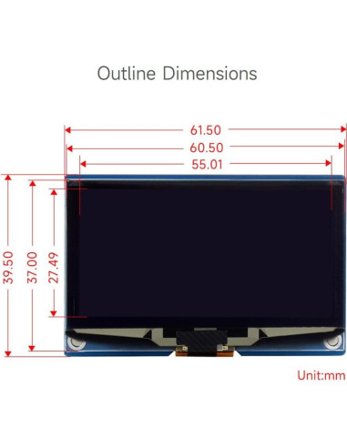 Módulo Pantalla OLED 2.42" Waveshare 128x64 SPI/I2C Blanca