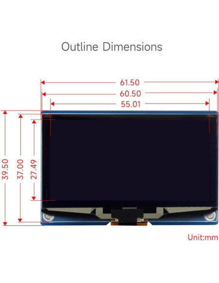 Módulo Pantalla OLED 2.42" Waveshare 128x64 SPI/I2C Blanca