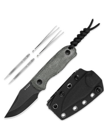 Cuchillo Fijo Kizer Drop Bear 6.6 cm AEB-L Micarta Negro EDC