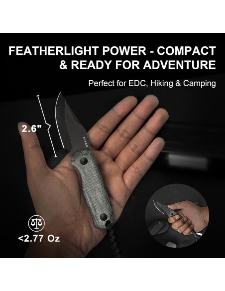 Cuchillo Fijo Kizer Drop Bear 6.6 cm AEB-L Micarta Negro EDC Cuchillo Fijo Kizer Drop Bear 6.6 cm AEB-L Micarta Negro EDC