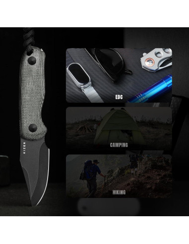 Cuchillo Fijo Kizer Drop Bear 6.6 cm AEB-L Micarta Negro EDC