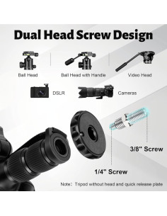 Trípode JOILCAN Profesional de Aluminio 74" Ajustable 2