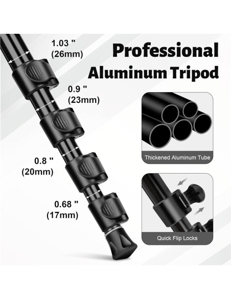 Trípode JOILCAN Profesional de Aluminio 74" Ajustable