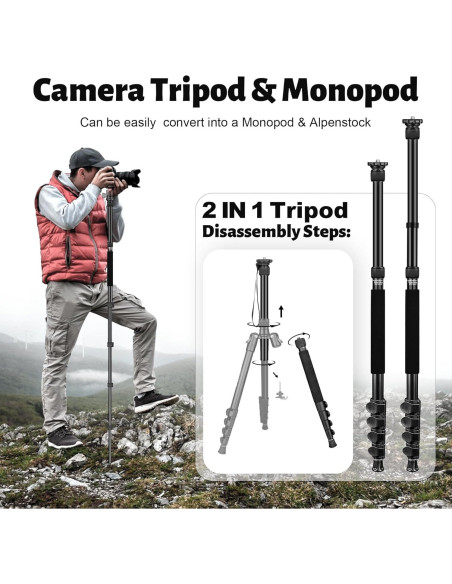 Trípode JOILCAN Profesional de Aluminio 74" Ajustable