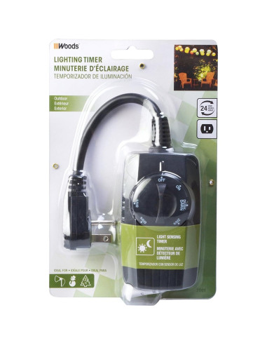 Temporizador Mecánico Exterior Woods 2001 con Sensor de Luz