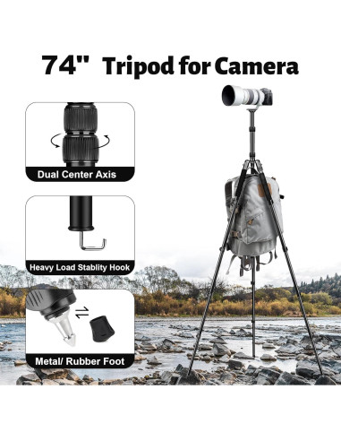 Trípode JOILCAN Profesional de Aluminio 74" Ajustable