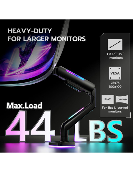Brazo de Monitor ARES WING GDT1003LBKV1 hasta 49" 20kg RGB