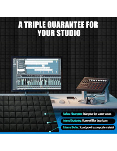 Paneles Acústicos 2 Paquete Espuma Aislante 121.9x61cm Negro 2