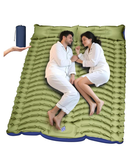 Colchón Inflable Doble Camping Ultra-Ligero con Almohada