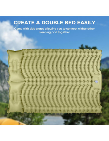 Colchón Inflable Doble Camping Ultra-Ligero con Almohada