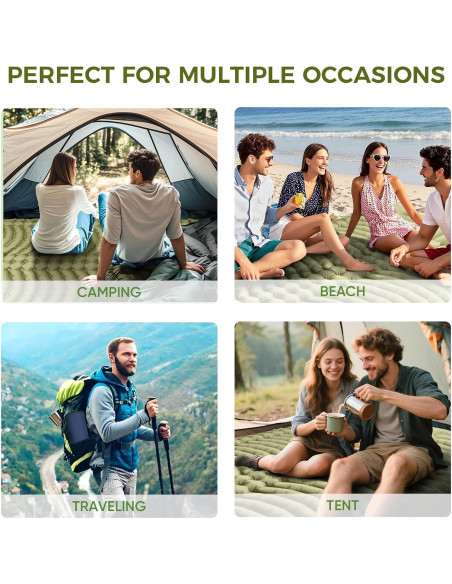 Colchón Inflable Doble Camping Ultra-Ligero con Almohada