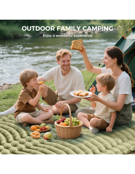 Colchón Inflable Doble Camping Ultra-Ligero con Almohada