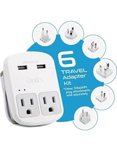 Adaptador de Viaje Universal Ceptics WPS-2B+ con 2 USB-A y USB-C 2