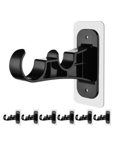 Soporte de Barra de Cortina Doble Antimbee 6 Piezas Negro