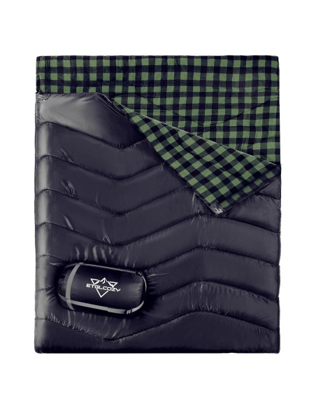 Saco de dormir doble ETGLCOZY XL 220x160 cm impermeable Saco de dormir doble ETGLCOZY XL 220x160 cm impermeable