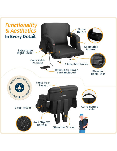 Asiento de Estadio Reclinable Calentado Alpcour 53 cm