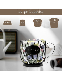 Organizador de cápsulas de café BCOZLUX Negro Rústico 22.86cm 2