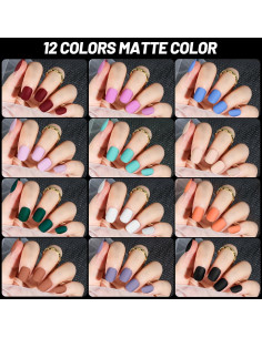 Kit Uñas Postizas Cortas Teenitor 576 Pcs Mate y Brillantes 2