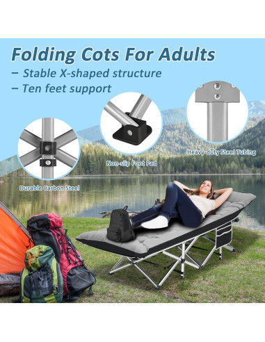 Cama de Camping HABUTWAY Plegable con Colchón 71 cm 272 kg