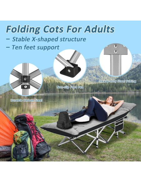 Cama de Camping HABUTWAY Plegable con Colchón 71 cm 272 kg