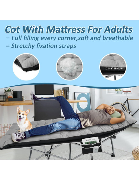 Cama de Camping HABUTWAY Plegable con Colchón 71 cm 272 kg