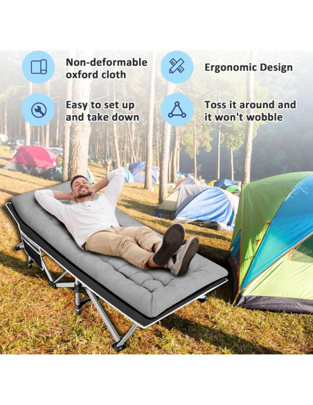 Cama de Camping HABUTWAY Plegable con Colchón 71 cm 272 kg