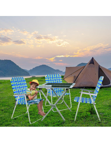 Silla Plegable de Patio VINGLI Azul Gran Tamaño 4.08 kg