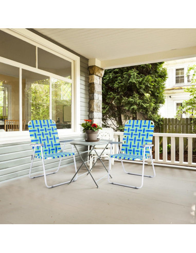 Silla Plegable de Patio VINGLI Azul Gran Tamaño 4.08 kg