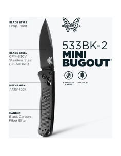 Cuchillo Plegable Benchmade Mini Bugout 533BK-2 Negro CF Elite 2
