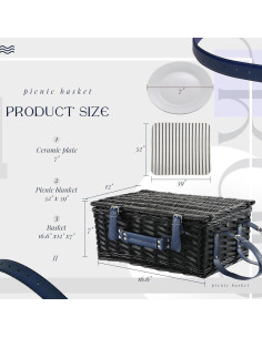 Cesta de Picnic YPshuye para 4 Personas con Manta Impermeable 2