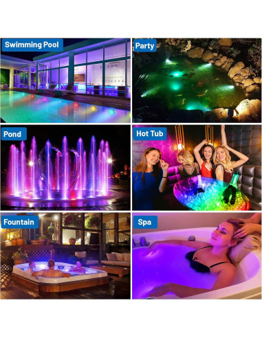 Luces LED Sumergibles YiaMia - 2 PCS RGB a Batería para Piscinas