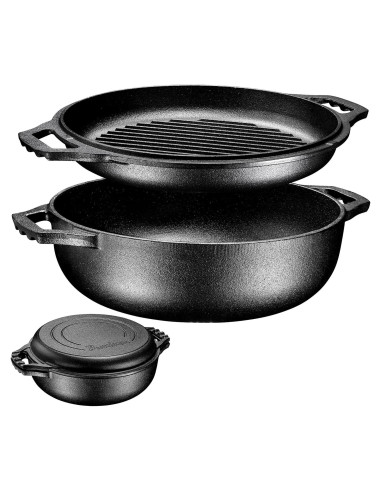 Olla Holandesa de Hierro Fundido Bruntmor 3.3L Pre-Sazonada