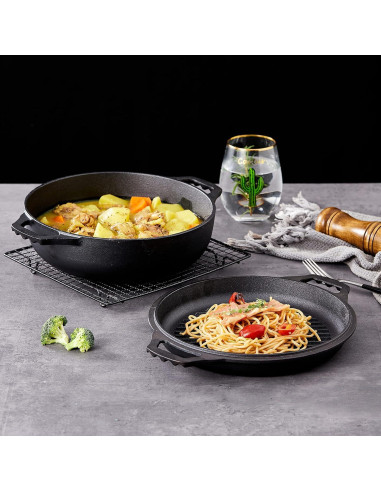 Olla Holandesa de Hierro Fundido Bruntmor 3.3L Pre-Sazonada