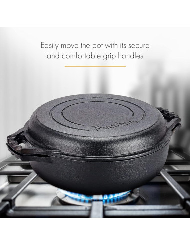 Olla Holandesa de Hierro Fundido Bruntmor 3.3L Pre-Sazonada