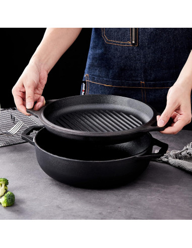 Olla Holandesa de Hierro Fundido Bruntmor 3.3L Pre-Sazonada