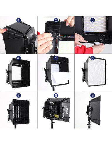 GVM Luz de Video LED RGB 50W con 3 Softboxes y Control Bluetooth