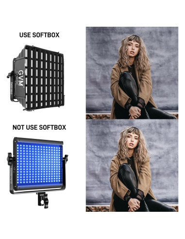 GVM Luz de Video LED RGB 50W con 3 Softboxes y Control Bluetooth