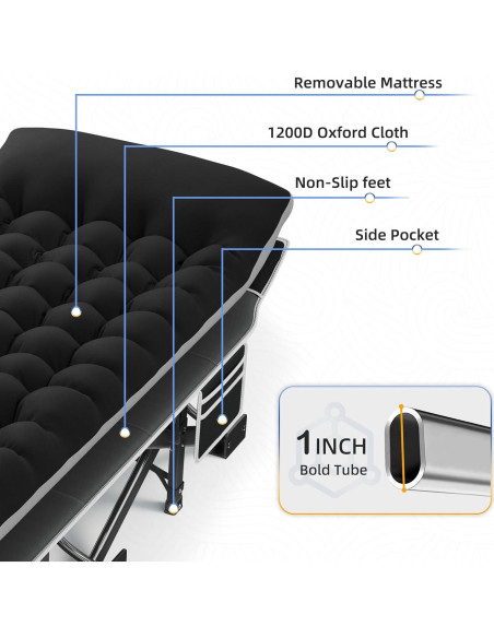 Cama de Camping HABUTWAY Plegable con Colchón 81 cm 272 kg
