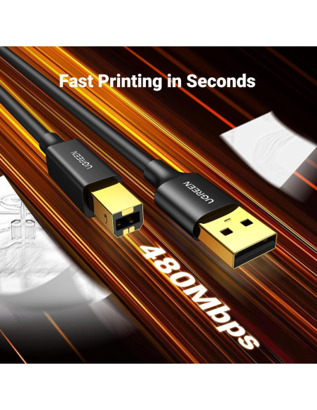 Cable USB 2.0 UGREEN A a B 1.52m Alta Velocidad para Impresoras