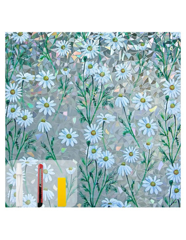 Película de Privacidad para Ventanas COUNTEWOL 44.5x200cm Daisy Rainbow