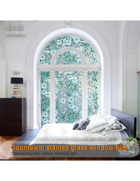 Película de Privacidad para Ventanas COUNTEWOL 44.5x200cm Daisy Rainbow